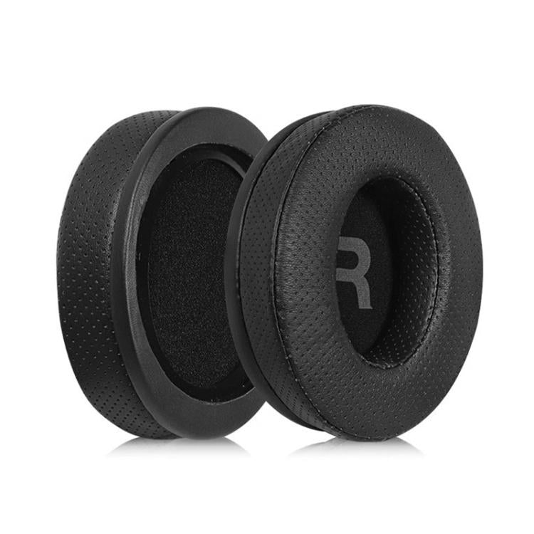 1 Pair Protein Leather Stitching LR Printing Punching Earphone Replacement Earpads Pads For Philips SHP9500 - Black