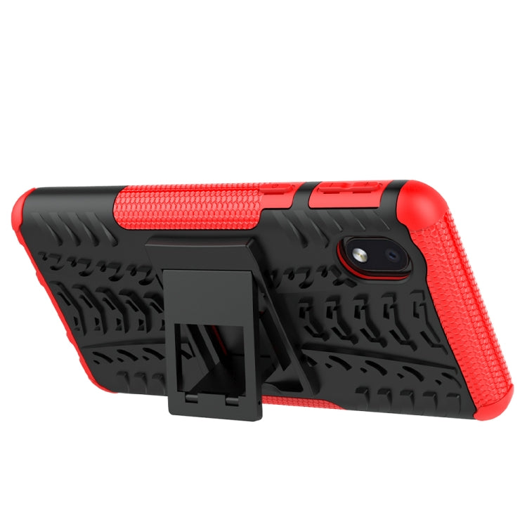 For Samsung Galaxy A01 Core Tire Texture Shockproof TPU + PC Protective Case with Holder