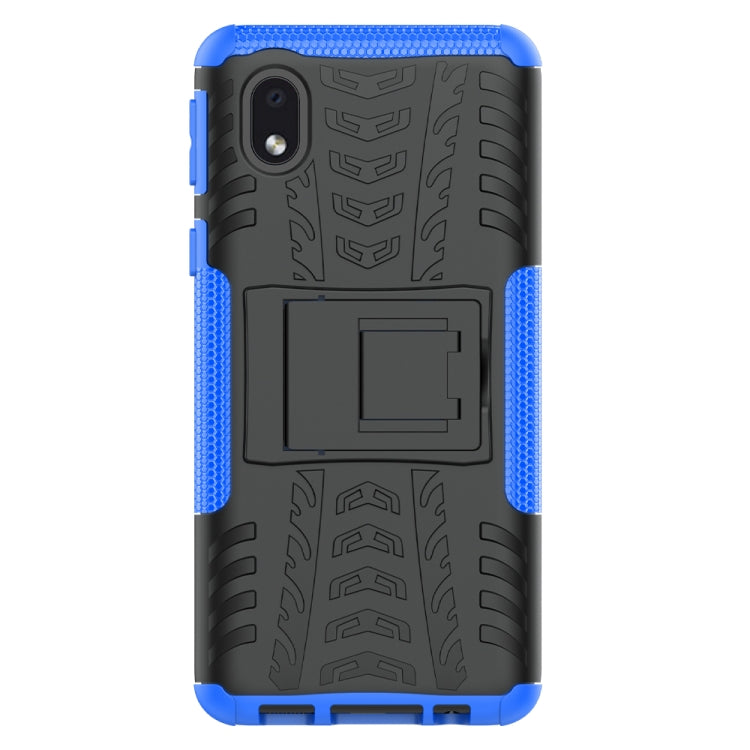 For Samsung Galaxy A01 Core Tire Texture Shockproof TPU + PC Protective Case with Holder