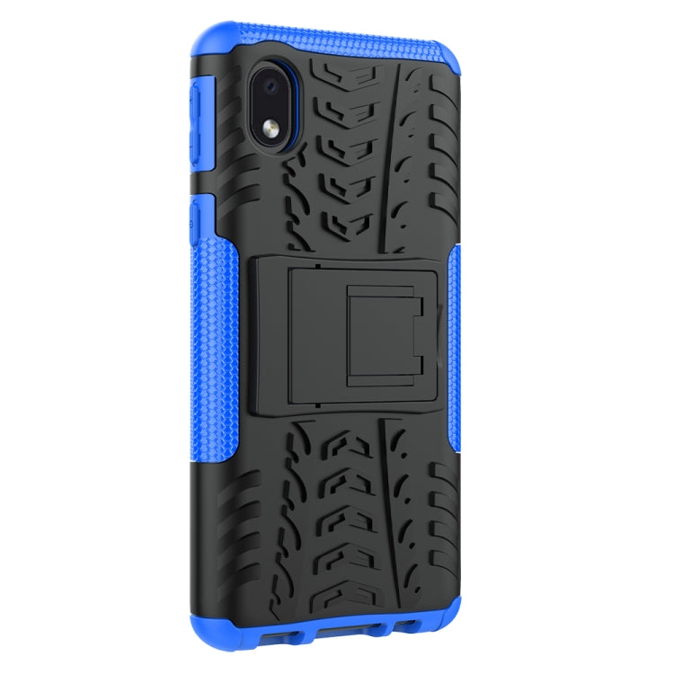 For Samsung Galaxy A01 Core Tire Texture Shockproof TPU + PC Protective Case with Holder