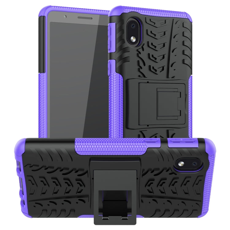 For Samsung Galaxy A01 Core Tire Texture Shockproof TPU + PC Protective Case with Holder