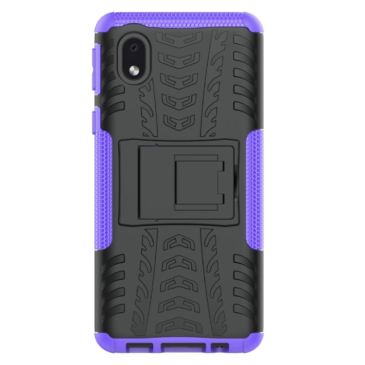 For Samsung Galaxy A01 Core Tire Texture Shockproof TPU + PC Protective Case with Holder