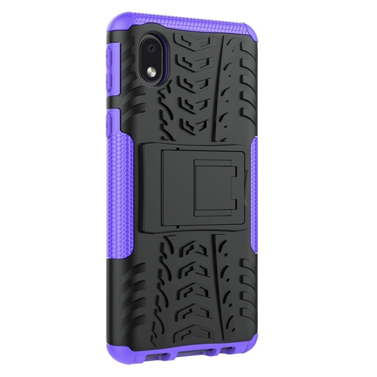 For Samsung Galaxy A01 Core Tire Texture Shockproof TPU + PC Protective Case with Holder