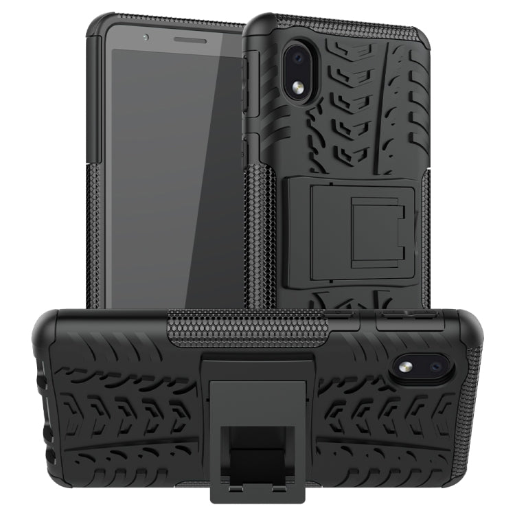 For Samsung Galaxy A01 Core Tire Texture Shockproof TPU + PC Protective Case with Holder