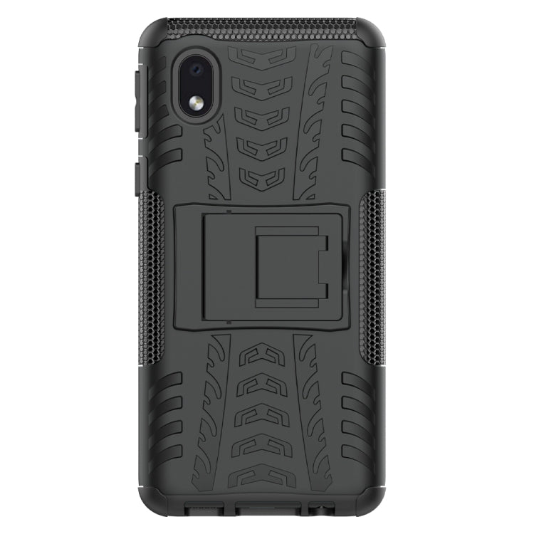For Samsung Galaxy A01 Core Tire Texture Shockproof TPU + PC Protective Case with Holder