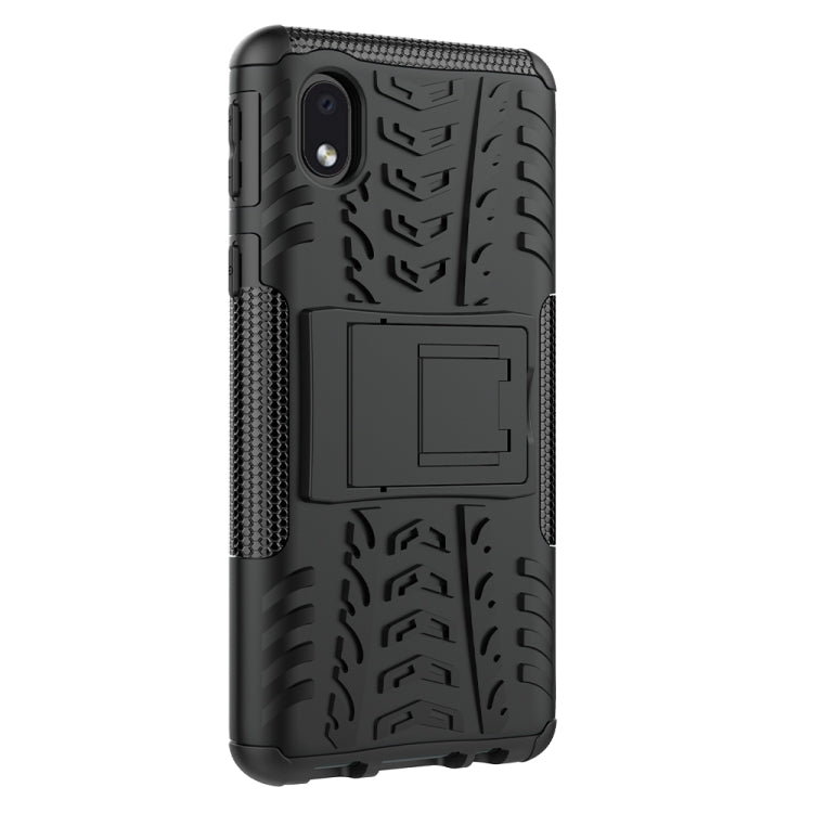 For Samsung Galaxy A01 Core Tire Texture Shockproof TPU + PC Protective Case with Holder