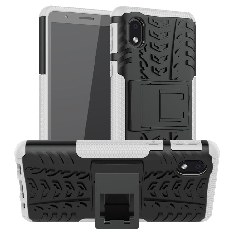 For Samsung Galaxy A01 Core Tire Texture Shockproof TPU + PC Protective Case with Holder