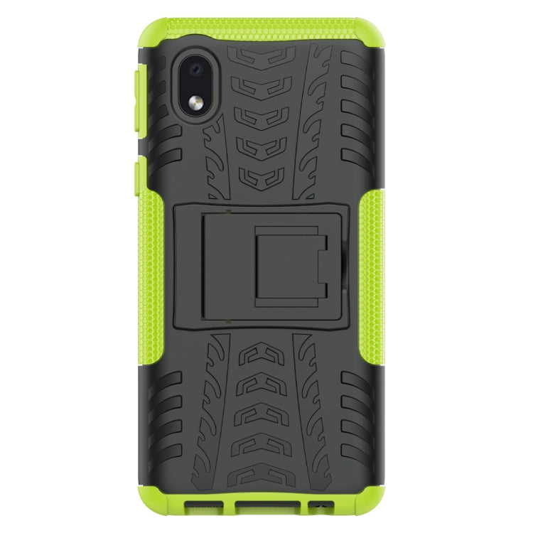 For Samsung Galaxy A01 Core Tire Texture Shockproof TPU + PC Protective Case with Holder