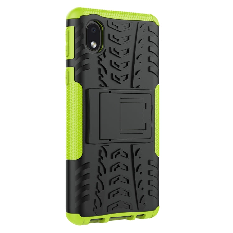 For Samsung Galaxy A01 Core Tire Texture Shockproof TPU + PC Protective Case with Holder