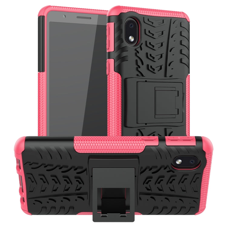 For Samsung Galaxy A01 Core Tire Texture Shockproof TPU + PC Protective Case with Holder