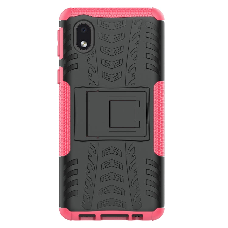 For Samsung Galaxy A01 Core Tire Texture Shockproof TPU + PC Protective Case with Holder
