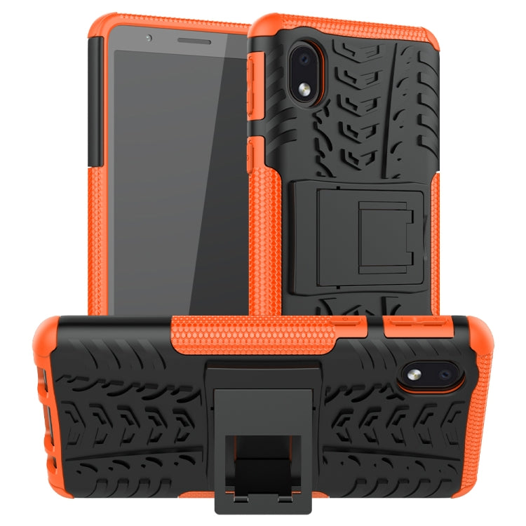 For Samsung Galaxy A01 Core Tire Texture Shockproof TPU + PC Protective Case with Holder