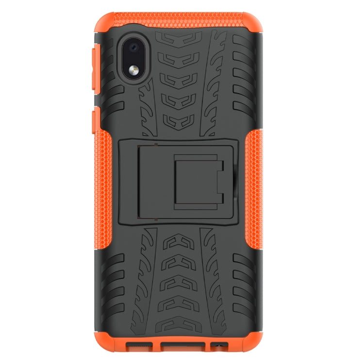 For Samsung Galaxy A01 Core Tire Texture Shockproof TPU + PC Protective Case with Holder