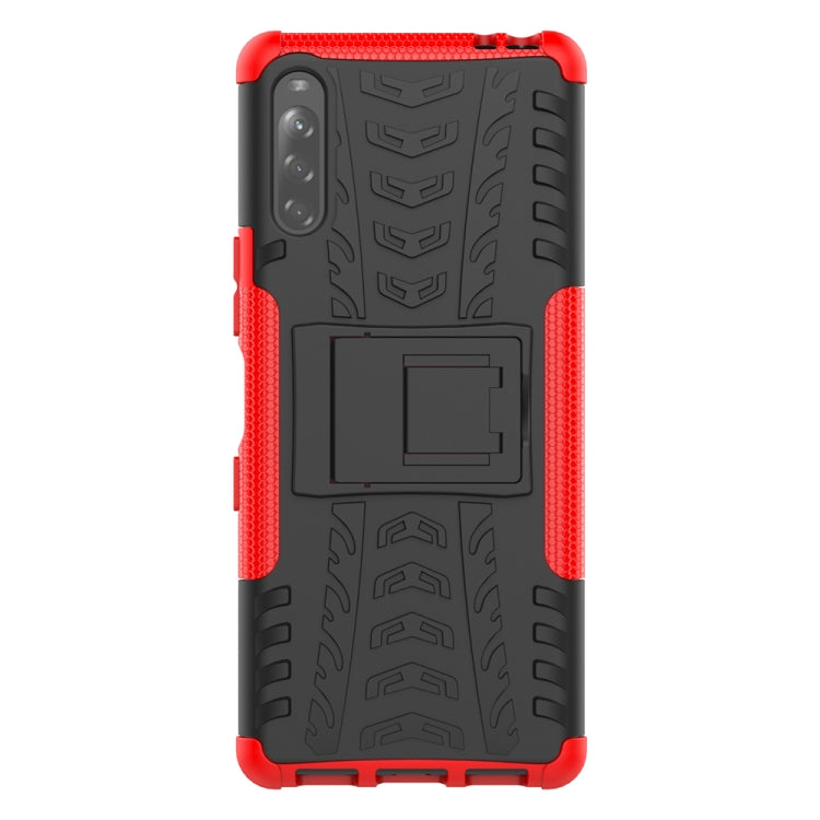 For Sony Xperia L4 Tire Texture Shockproof TPU + PC Protective Case with Holder
