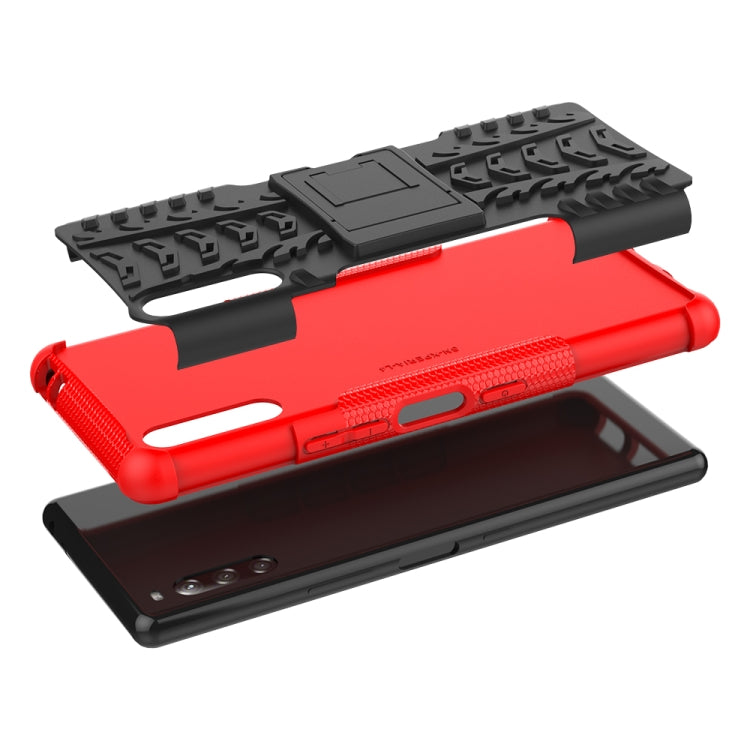 For Sony Xperia L4 Tire Texture Shockproof TPU + PC Protective Case with Holder