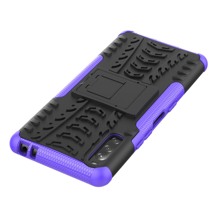 For Sony Xperia L4 Tire Texture Shockproof TPU + PC Protective Case with Holder