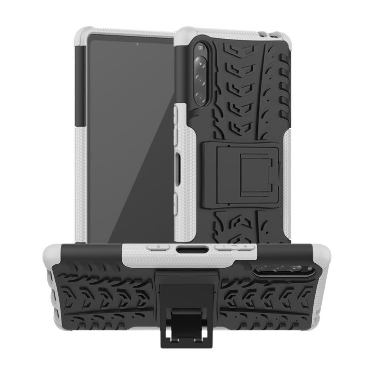 For Sony Xperia L4 Tire Texture Shockproof TPU + PC Protective Case with Holder