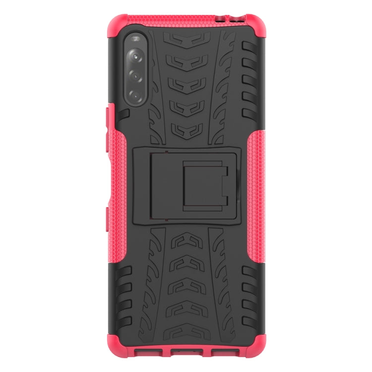 For Sony Xperia L4 Tire Texture Shockproof TPU + PC Protective Case with Holder