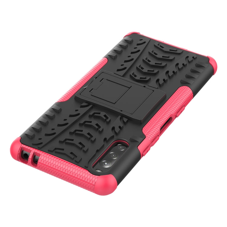 For Sony Xperia L4 Tire Texture Shockproof TPU + PC Protective Case with Holder