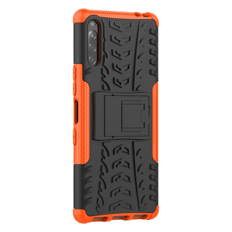 For Sony Xperia L4 Tire Texture Shockproof TPU + PC Protective Case with Holder