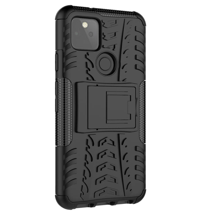 For Google Pixel 5 Tire Texture Shockproof TPU + PC Protective Case with Holder