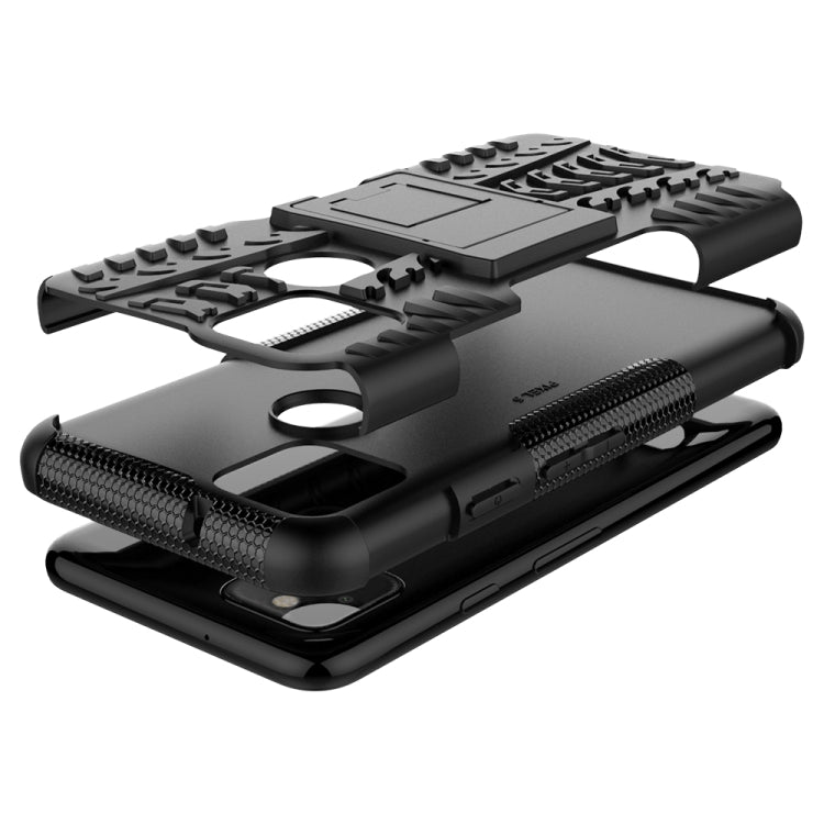 For Google Pixel 5 Tire Texture Shockproof TPU + PC Protective Case with Holder