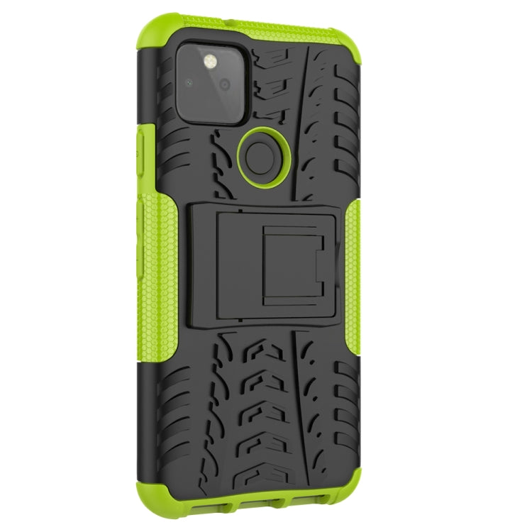 For Google Pixel 5 Tire Texture Shockproof TPU + PC Protective Case with Holder