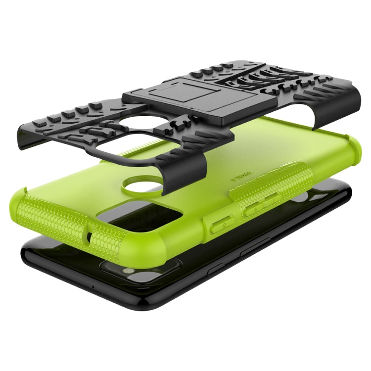 For Google Pixel 5 Tire Texture Shockproof TPU + PC Protective Case with Holder