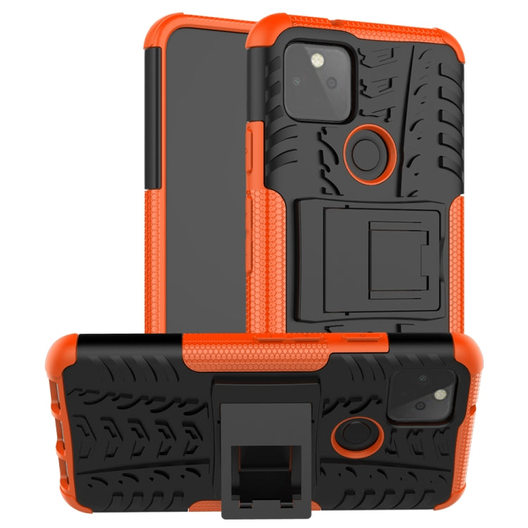 For Google Pixel 5 Tire Texture Shockproof TPU + PC Protective Case with Holder