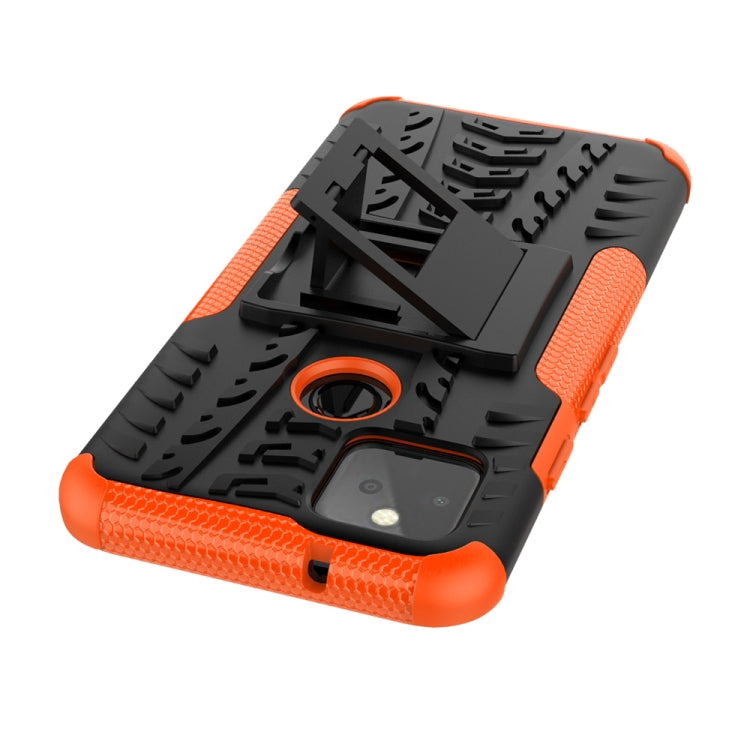 For Google Pixel 5 Tire Texture Shockproof TPU + PC Protective Case with Holder