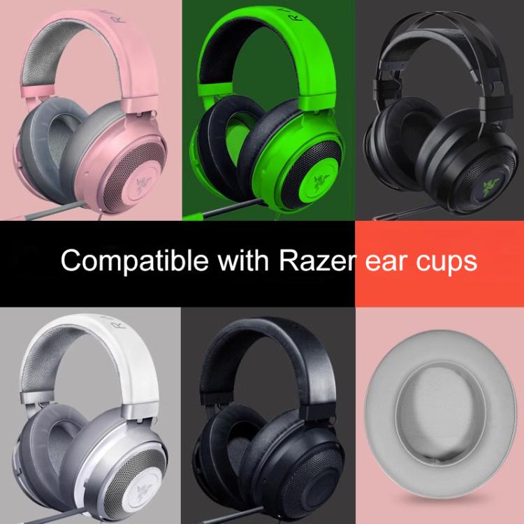 2pcs Insert Replacement Earpads For Razer Kraken Tournament / Edition / Kraken Kitty, Material:Lambskin - Black