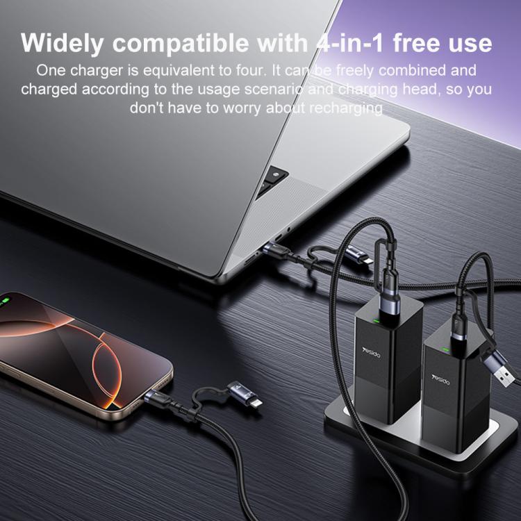 Yesido CA200 1.2m 60W USB / Type-C to Type-C / 8 Pin Fast Charging Data Cable - Black