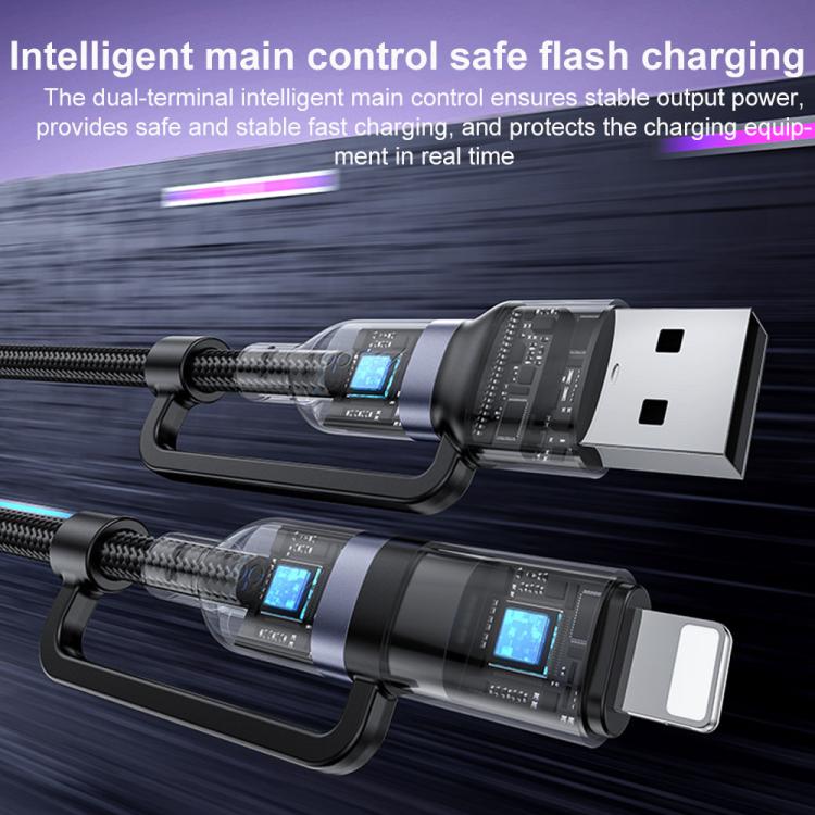 Yesido CA200 1.2m 60W USB / Type-C to Type-C / 8 Pin Fast Charging Data Cable - Black