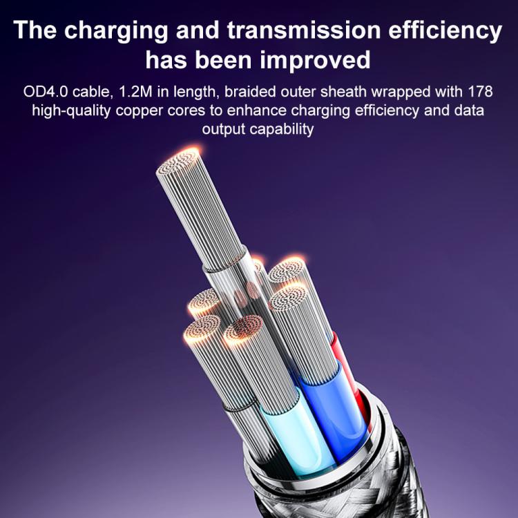 Yesido CA200 1.2m 60W USB / Type-C to Type-C / 8 Pin Fast Charging Data Cable - Black