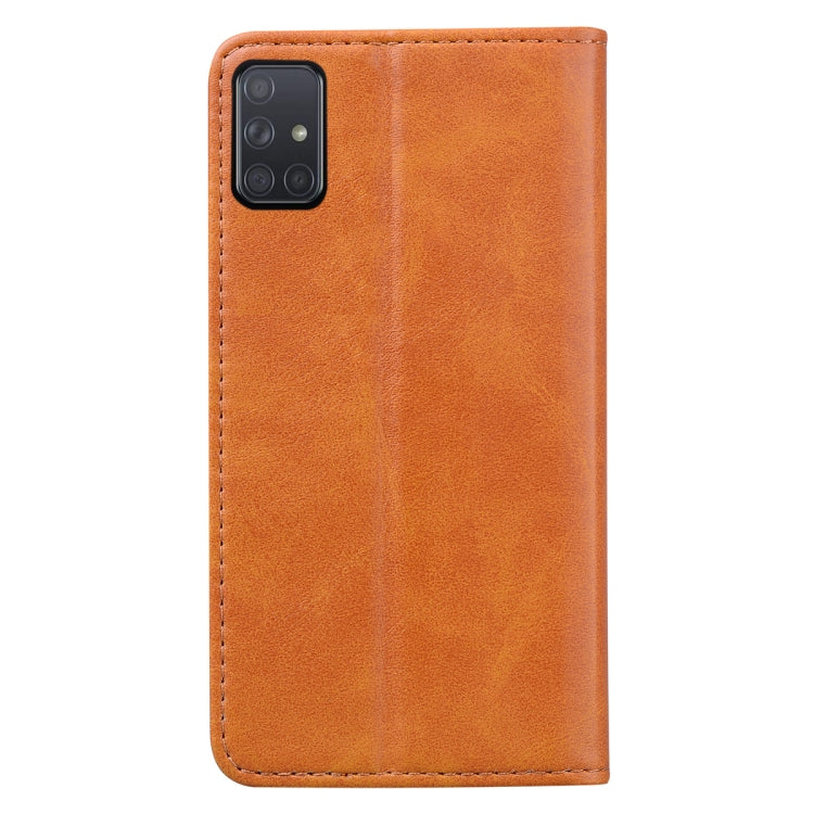 For Samsung Galaxy A71 Business Stitching Horizontal Flip Leather Case with Double Folding & Bracket & Card Slots & Photo Frame & Wallet