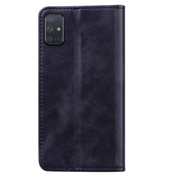 For Samsung Galaxy A71 Business Stitching Horizontal Flip Leather Case with Double Folding & Bracket & Card Slots & Photo Frame & Wallet