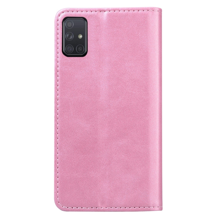 For Samsung Galaxy A71 Business Stitching Horizontal Flip Leather Case with Double Folding & Bracket & Card Slots & Photo Frame & Wallet