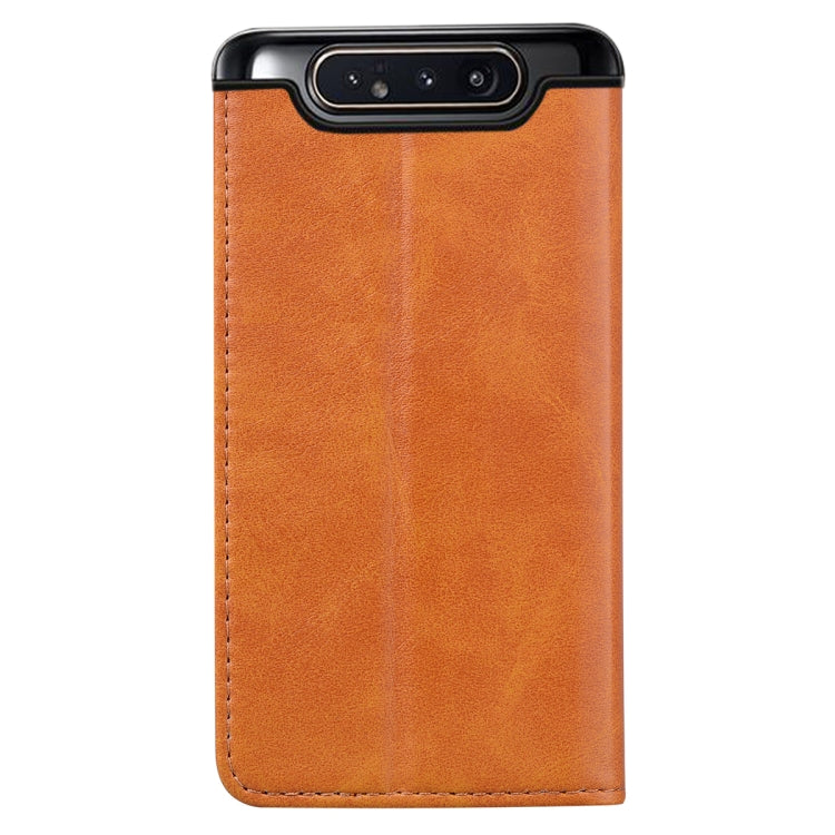 For Samsung Galaxy A80 / A90 Business Stitching Horizontal Flip Leather Case with Double Folding & Bracket & Card Slots & Photo Frame & Wallet