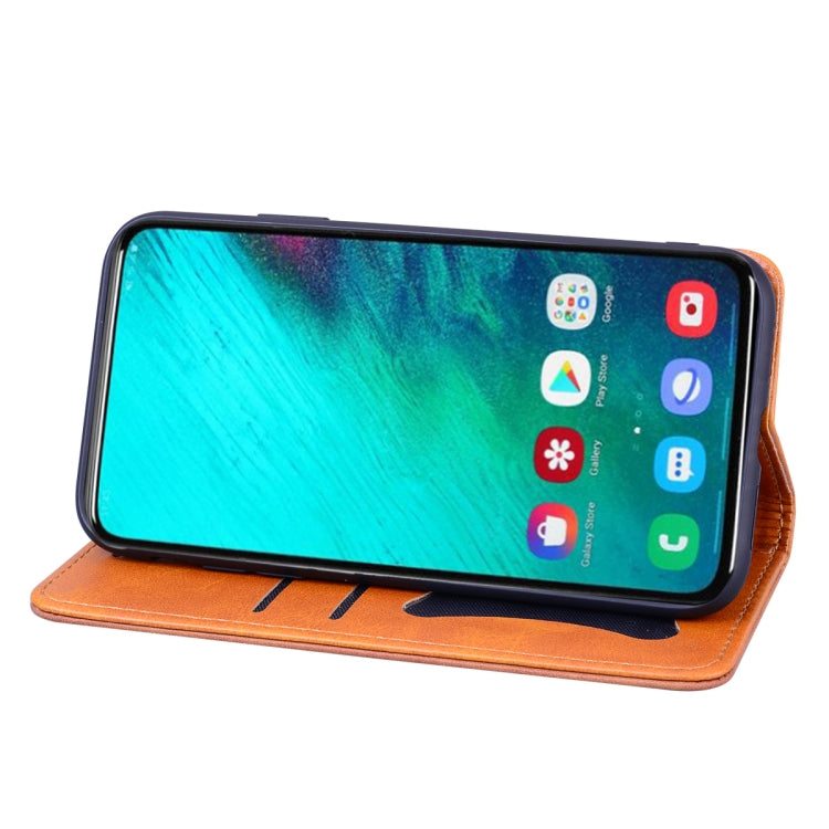For Samsung Galaxy A80 / A90 Business Stitching Horizontal Flip Leather Case with Double Folding & Bracket & Card Slots & Photo Frame & Wallet