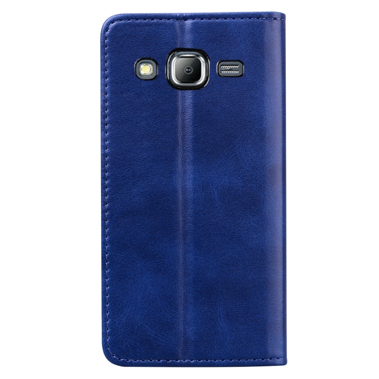 For Samsung Galaxy J3 / J310 Business Stitching Horizontal Flip Leather Case with Double Folding & Bracket & Card Slots & Photo Frame & Wallet