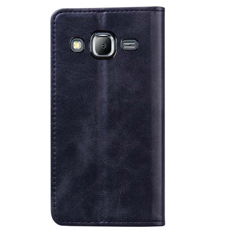 For Samsung Galaxy J3 / J310 Business Stitching Horizontal Flip Leather Case with Double Folding & Bracket & Card Slots & Photo Frame & Wallet