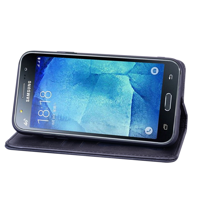 For Samsung Galaxy J3 / J310 Business Stitching Horizontal Flip Leather Case with Double Folding & Bracket & Card Slots & Photo Frame & Wallet