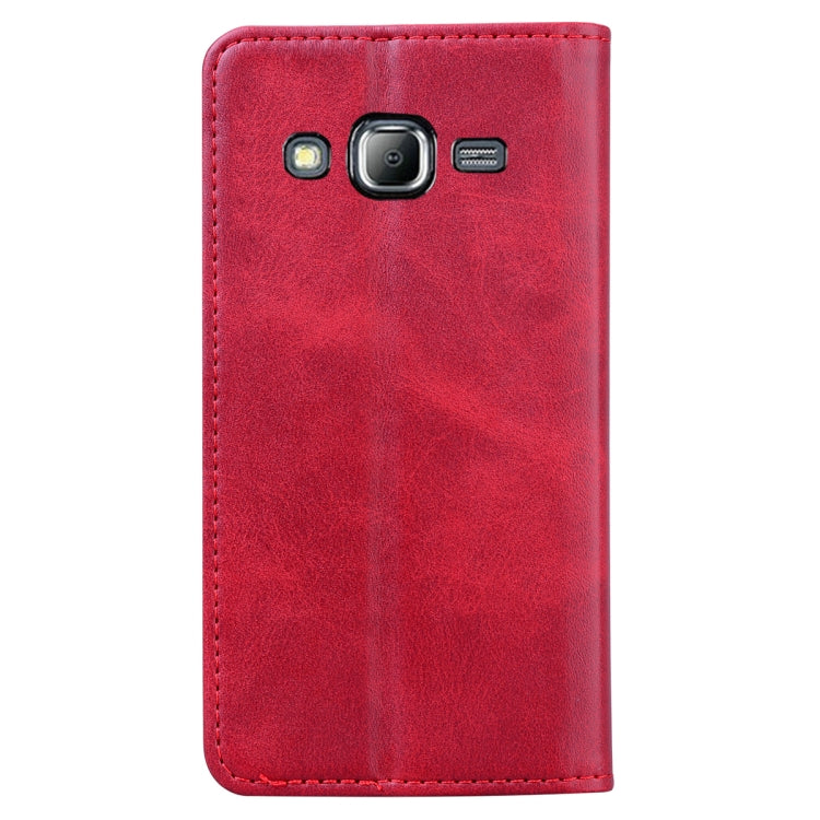 For Samsung Galaxy J3 / J310 Business Stitching Horizontal Flip Leather Case with Double Folding & Bracket & Card Slots & Photo Frame & Wallet