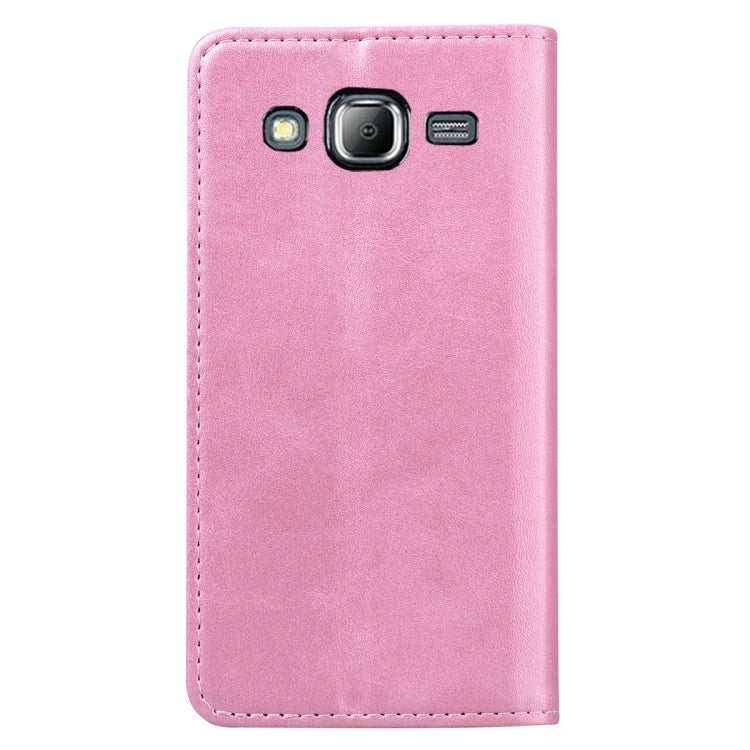 For Samsung Galaxy J3 / J310 Business Stitching Horizontal Flip Leather Case with Double Folding & Bracket & Card Slots & Photo Frame & Wallet