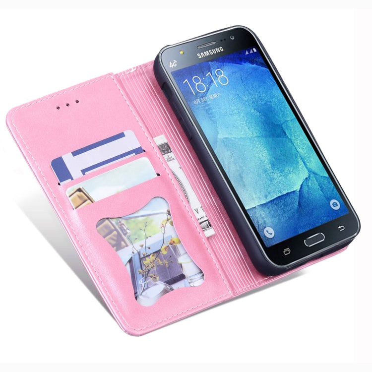 For Samsung Galaxy J3 / J310 Business Stitching Horizontal Flip Leather Case with Double Folding & Bracket & Card Slots & Photo Frame & Wallet