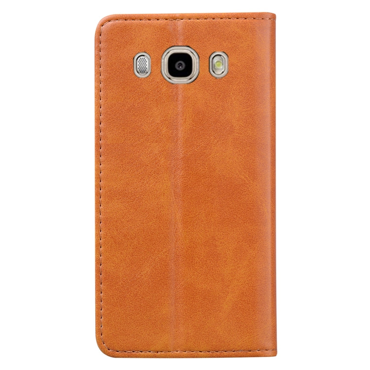 For Samsung Galaxy J510 Business Stitching Horizontal Flip Leather Case with Double Folding & Bracket & Card Slots & Photo Frame & Wallet