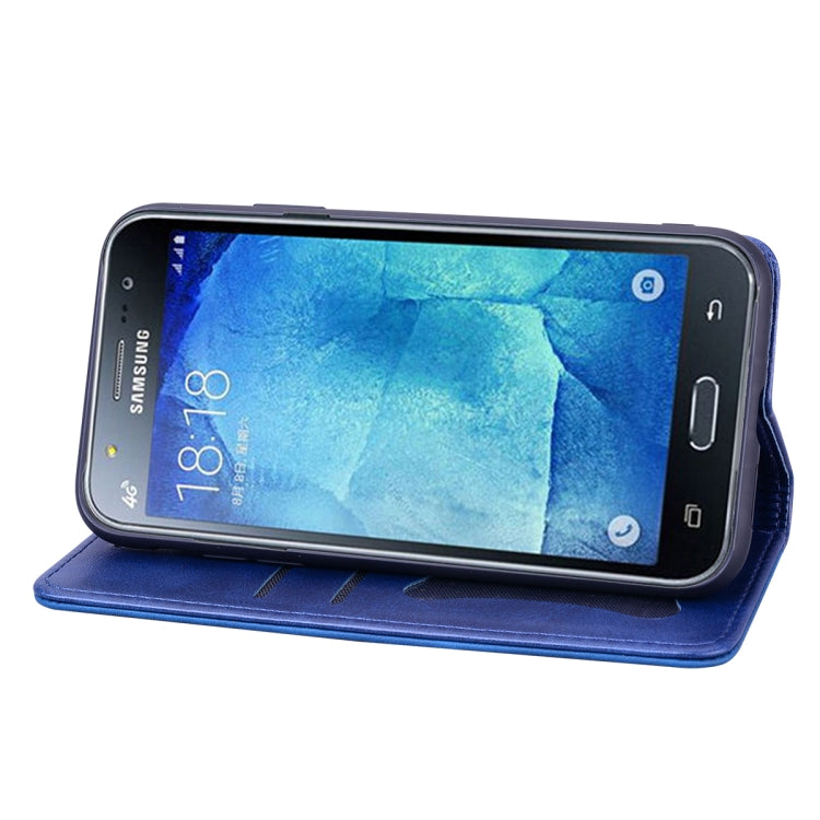 For Samsung Galaxy J510 Business Stitching Horizontal Flip Leather Case with Double Folding & Bracket & Card Slots & Photo Frame & Wallet