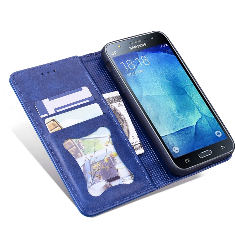 For Samsung Galaxy J510 Business Stitching Horizontal Flip Leather Case with Double Folding & Bracket & Card Slots & Photo Frame & Wallet