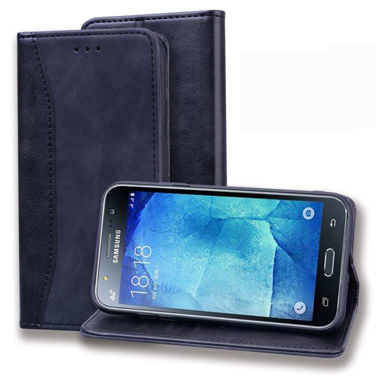 For Samsung Galaxy J510 Business Stitching Horizontal Flip Leather Case with Double Folding & Bracket & Card Slots & Photo Frame & Wallet