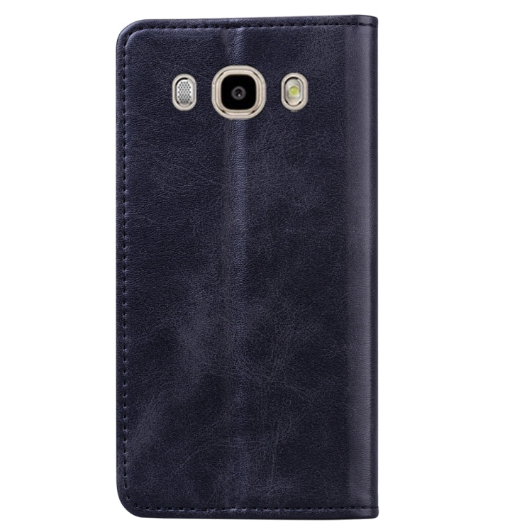 For Samsung Galaxy J510 Business Stitching Horizontal Flip Leather Case with Double Folding & Bracket & Card Slots & Photo Frame & Wallet